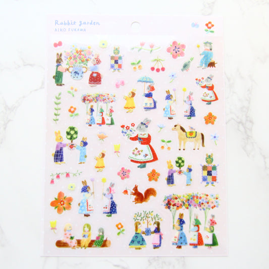 cozyca products x Aiko Fukawa Clear Sticker - Rabbit Garden