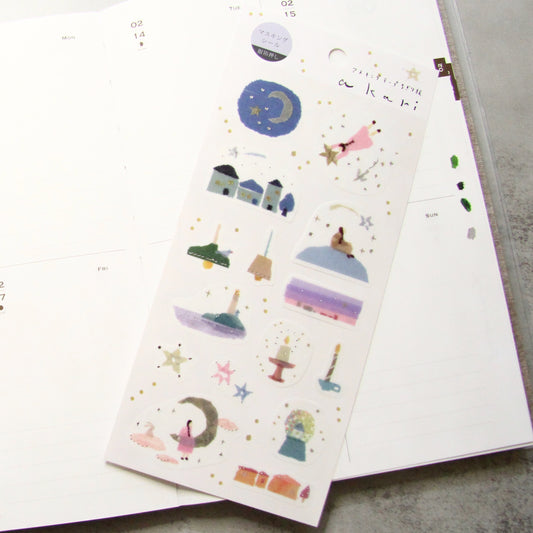 Saien x Miki Tamura Washi Art Silver Foil Sticker Sheet - Akari (Lights)