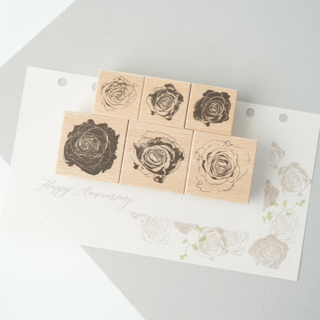 always smile... Rose Rubber Stamp Set, 6 pcs - Limited Edition