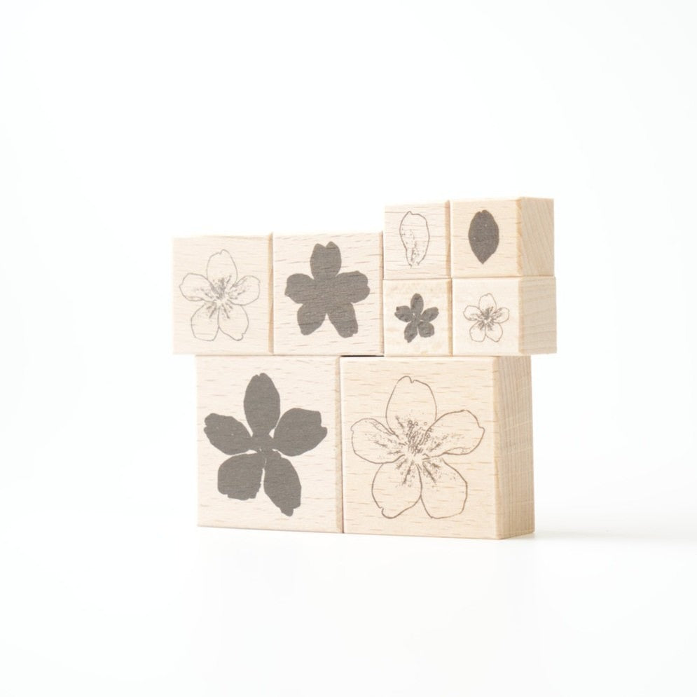 always smile... Sakura Rubber Stamp Set, 8pcs