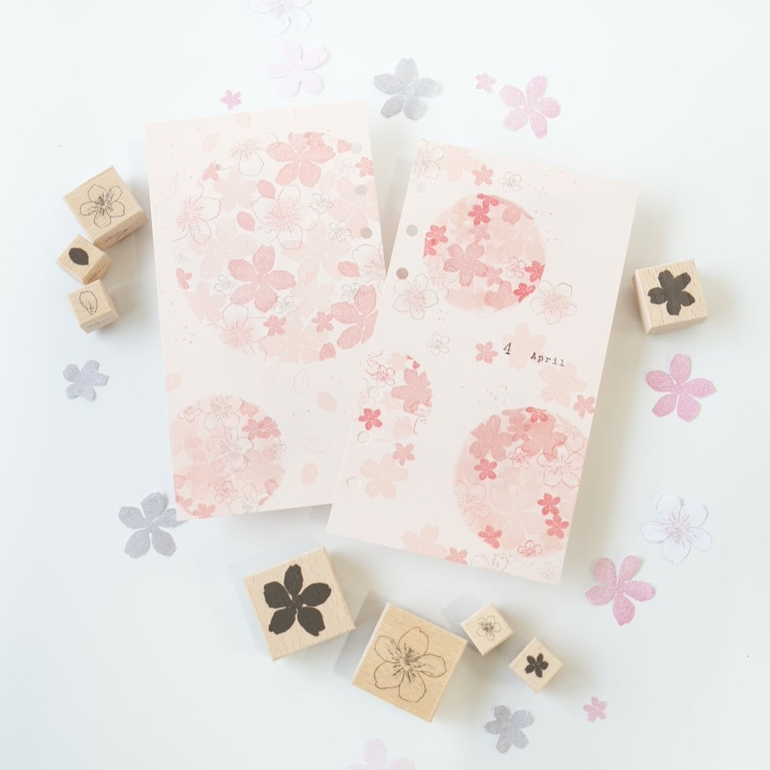 always smile... Sakura Rubber Stamp Set, 8pcs