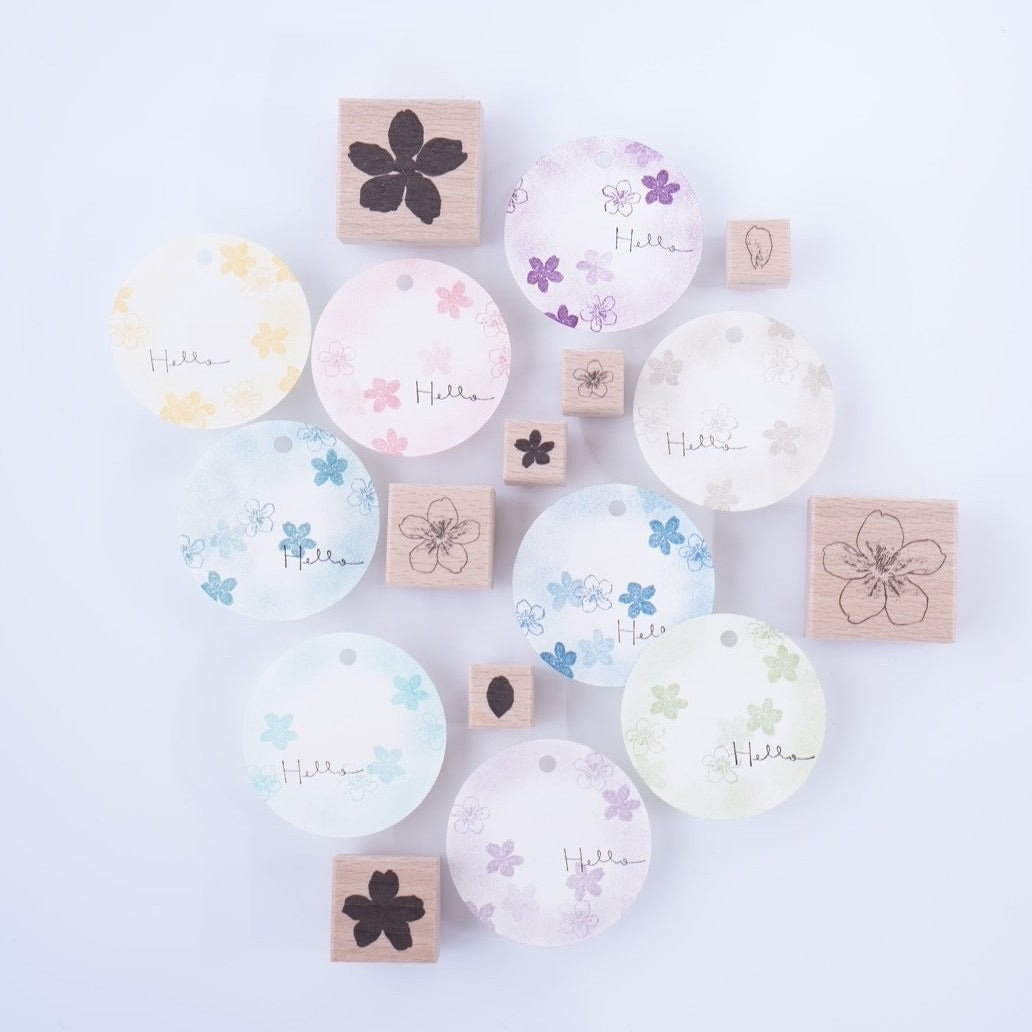 always smile... Sakura Rubber Stamp Set, 8pcs