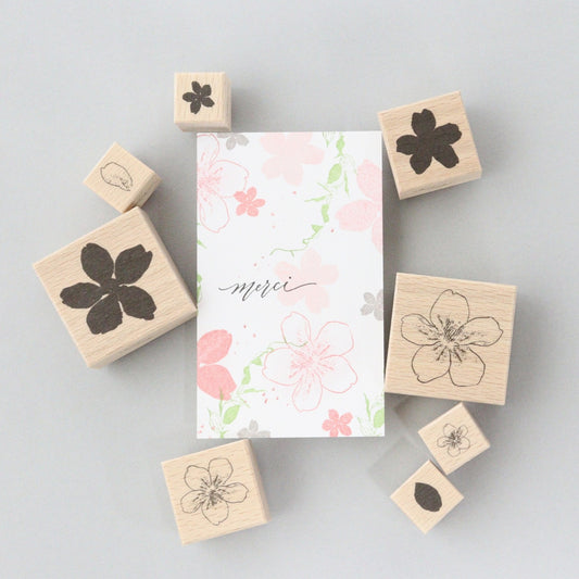 always smile... Sakura Rubber Stamp Set, 8pcs