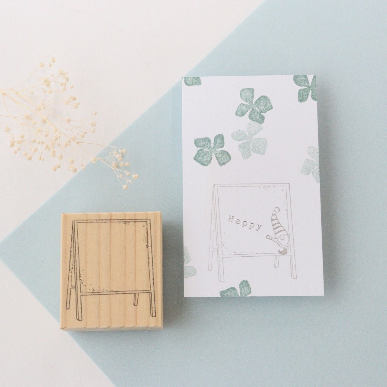 always smile... Antique Easel Rubber Stamp