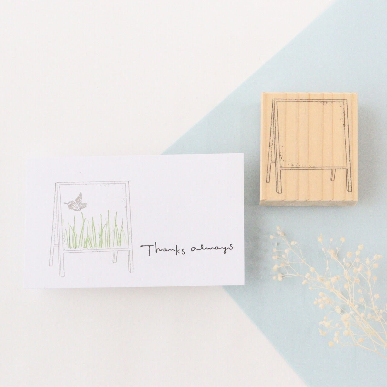 always smile... Antique Easel Rubber Stamp