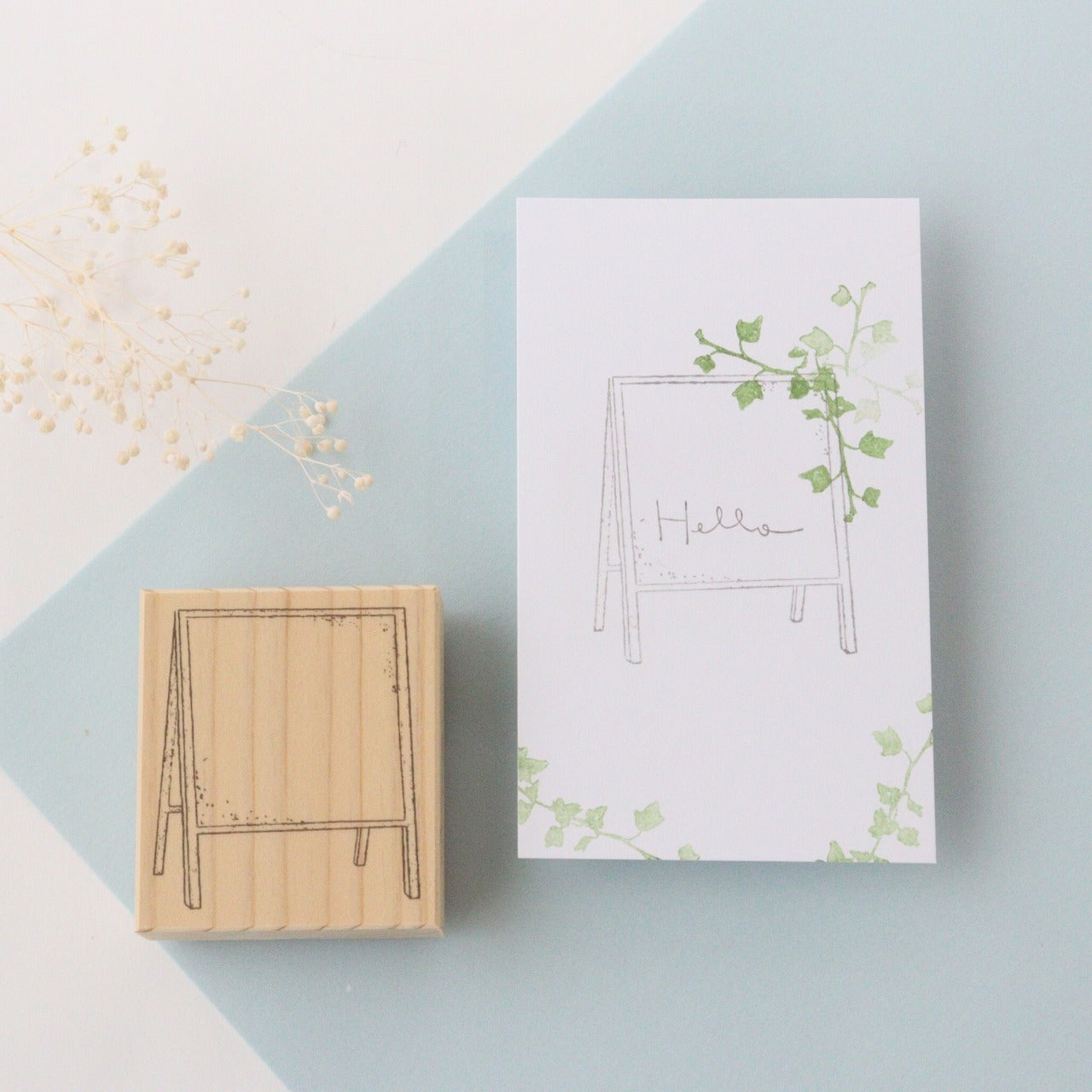 always smile... Antique Easel Rubber Stamp