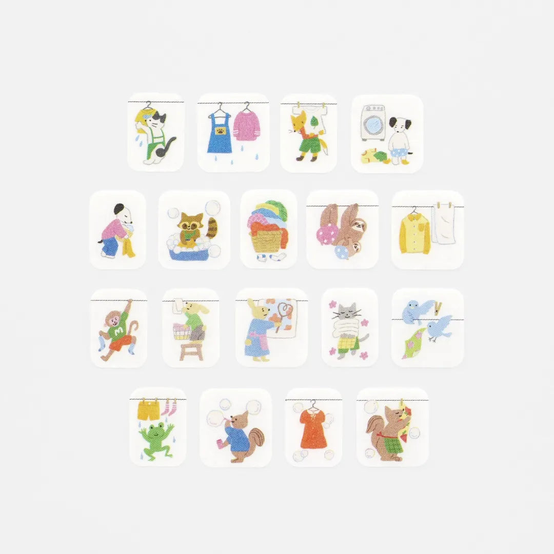 Bande Washi Tape Sticker Roll - Laundry Day - Whimsical Animals