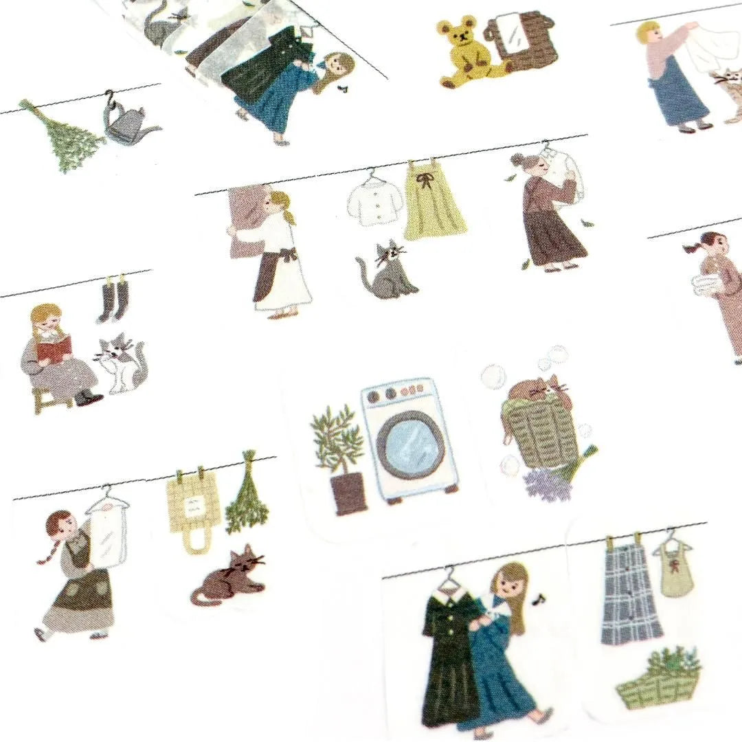 Bande Washi Tape Sticker Roll - Laundry Day - Neko and Me