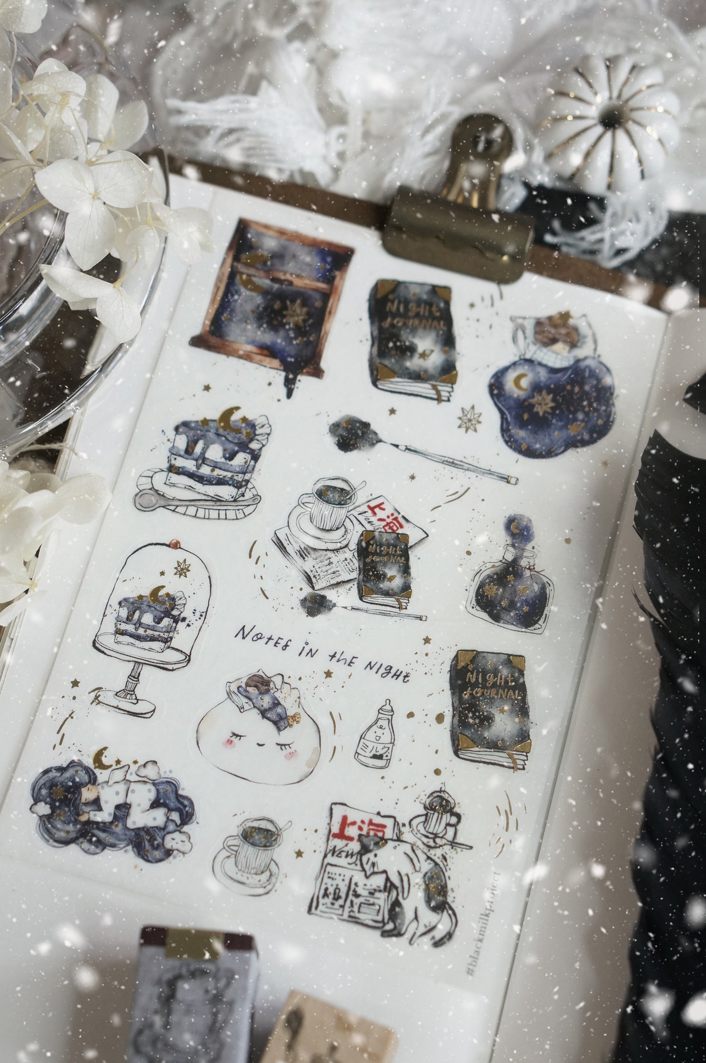 Black Milk Project "Notes in the Night" Gold Foil Washi Sticker Sheet