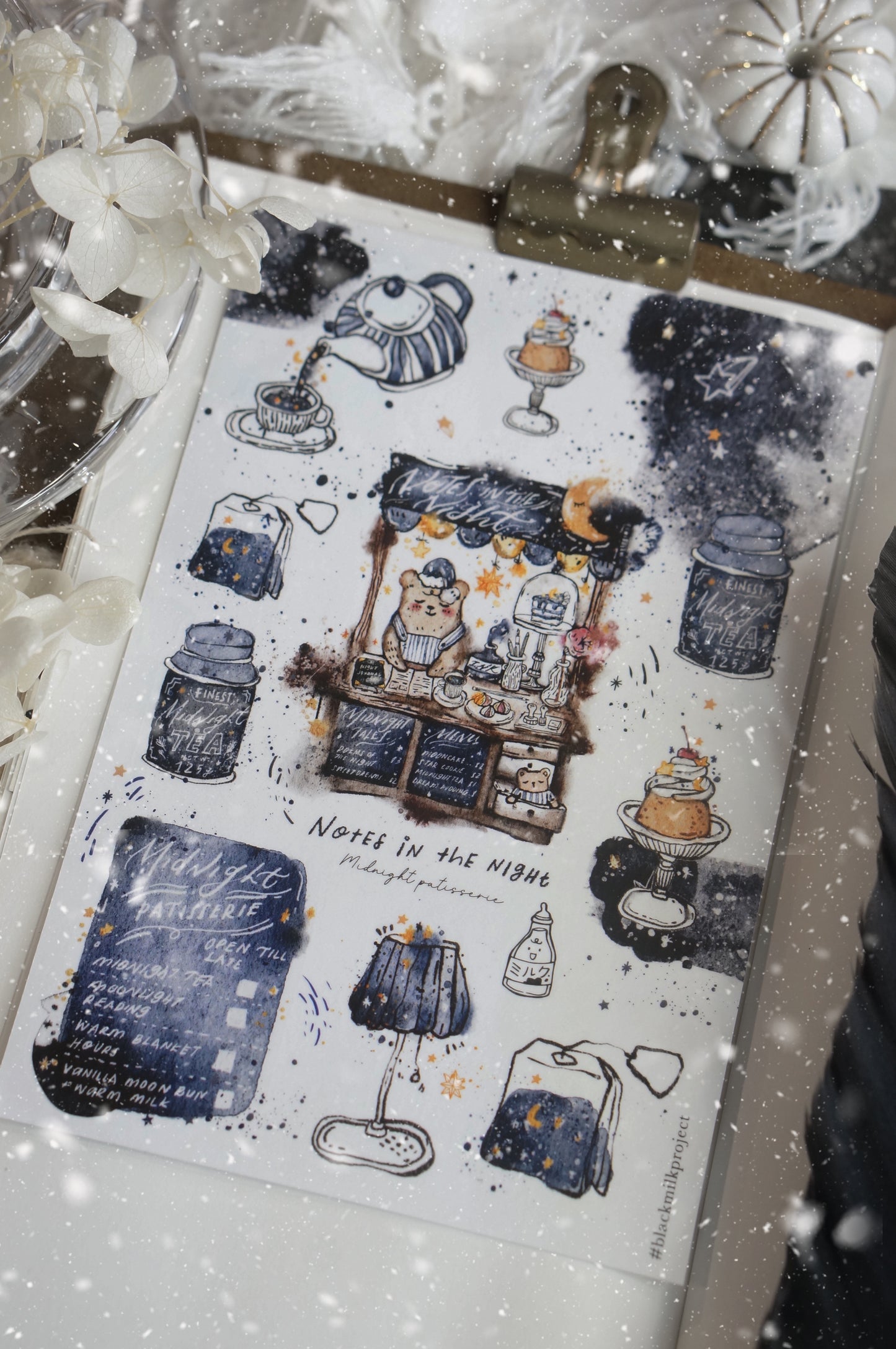 Black Milk Project "Notes in the Night" Midnight Patisserie Washi Sticker Sheet