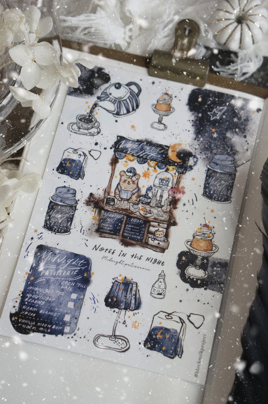 Black Milk Project "Notes in the Night" Midnight Patisserie Washi Sticker Sheet