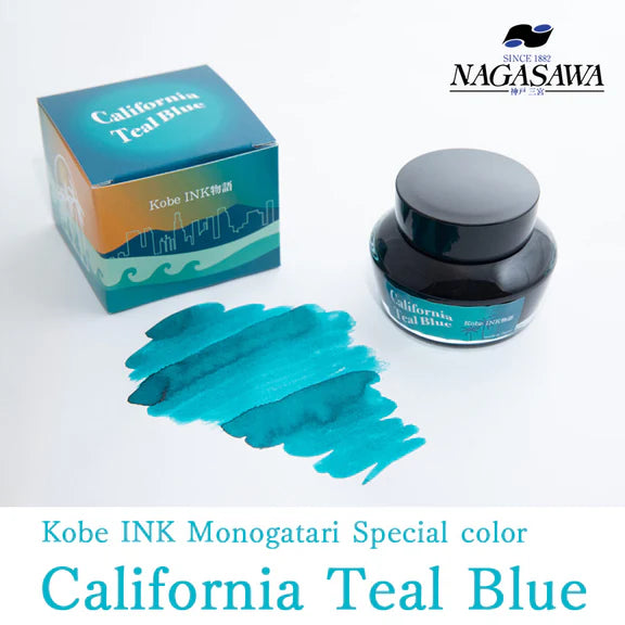 Nagasawa Kobe Bottled Ink - California Teal Blue, Special Color