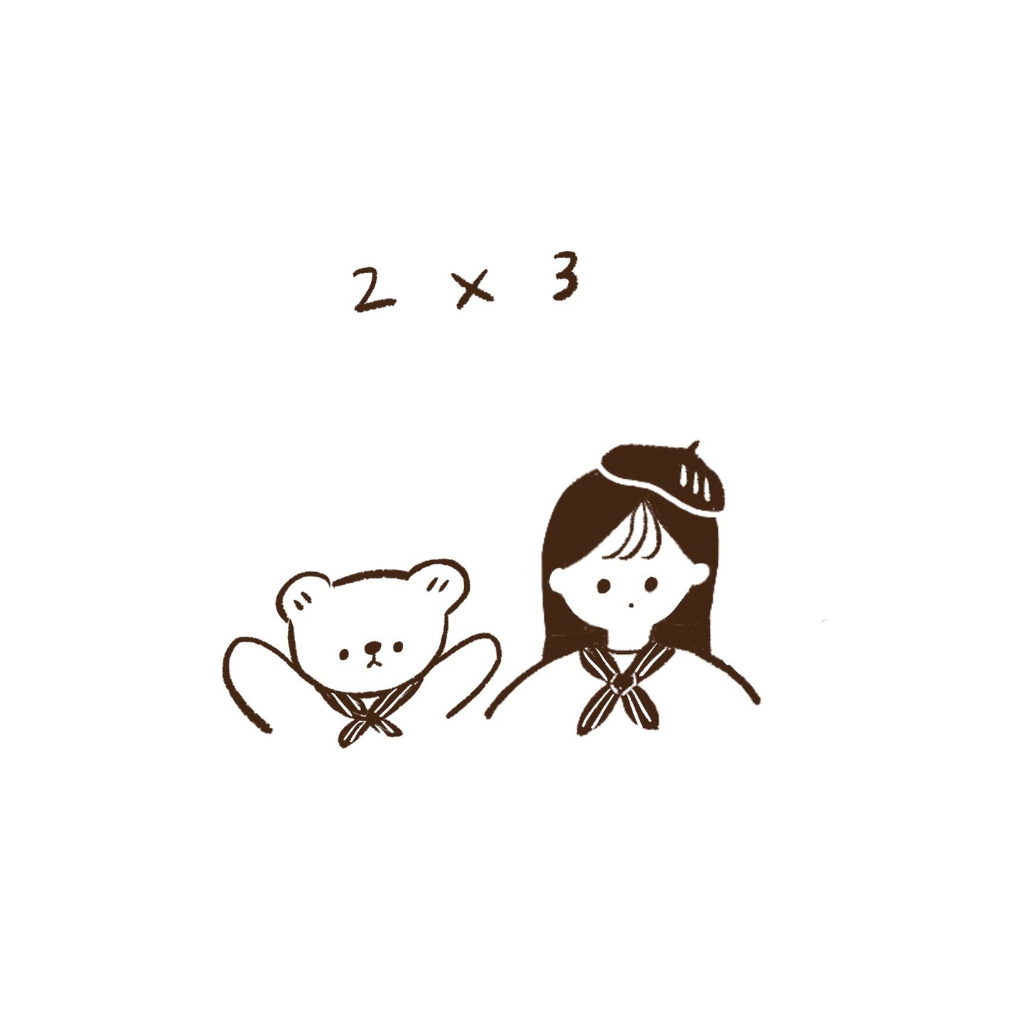 ranmyu Rubber Stamp - Kuma and Girl with Hat