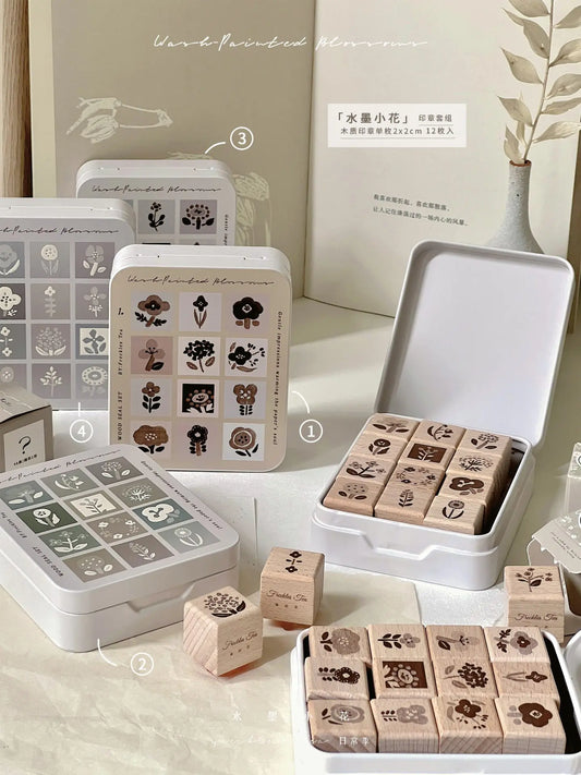 Freckles Tea Vol.5 Rubber Stamp Set - Ink Flowers