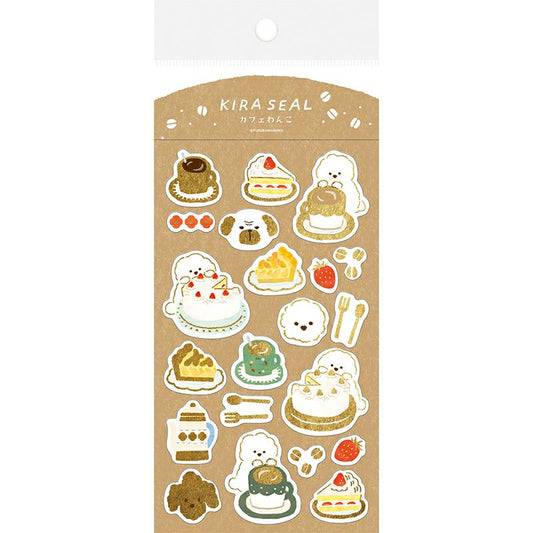 Furukawashiko Gold Foil Washi Sticker Sheet - Cafe Wanko, Winter Limited