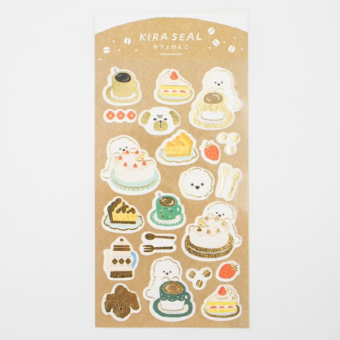 Furukawashiko Gold Foil Washi Sticker Sheet - Cafe Wanko, Winter Limited