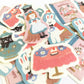 Furukawashiko Washi Flake Seal Sticker Packet - Bunny Tea Party, Limited Edition