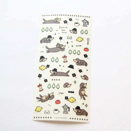 Ginny Lambkin Matte Transparent Sticker - Chocolate Dachshund