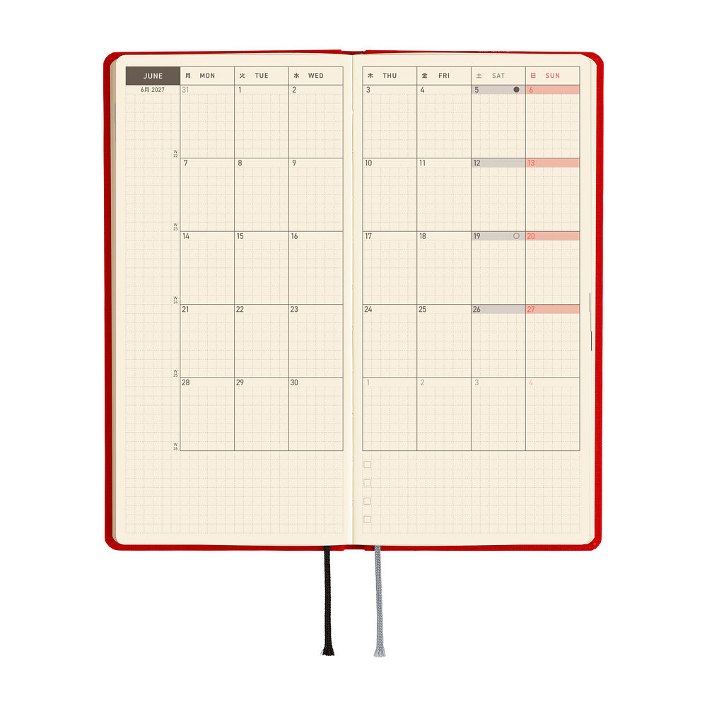 Hobonichi Weeks 2027 - Colors: Poppy Red