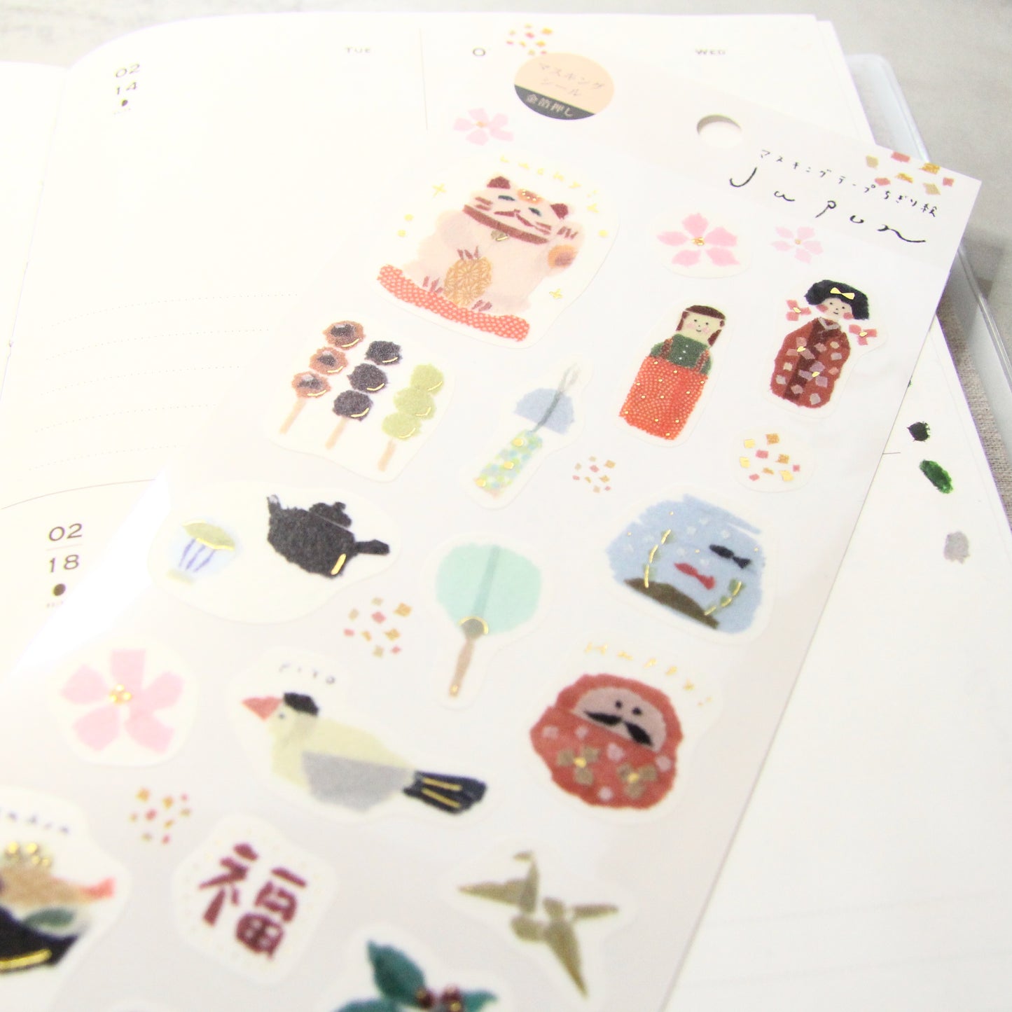 Saien x Miki Tamura Washi Art Gold Foil Sticker Sheet - Japon