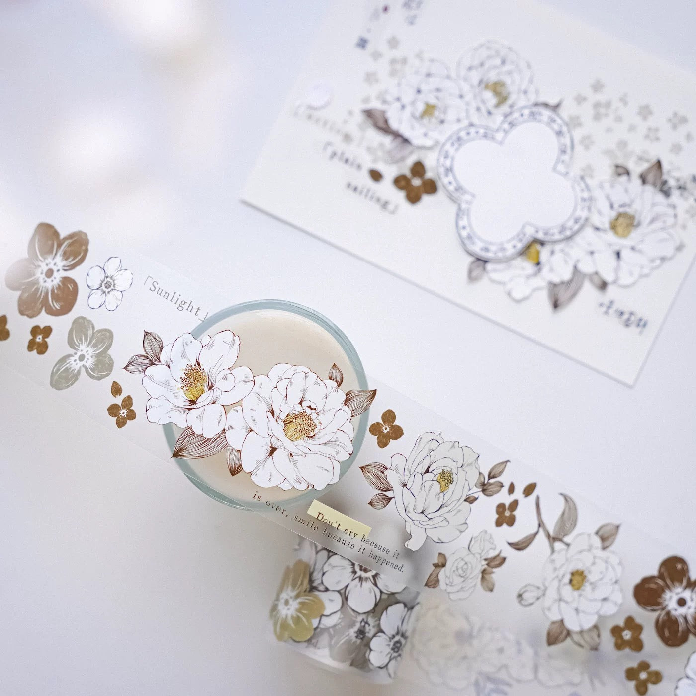 Jennyuanzi Mist White Camellia Matte PET Tape