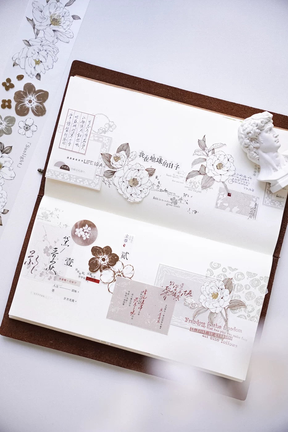 Jennyuanzi Mist White Camellia Matte PET Tape