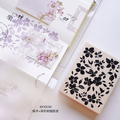 Jennyuanzi Wooden Stamp - Floral Background Block - 2 design