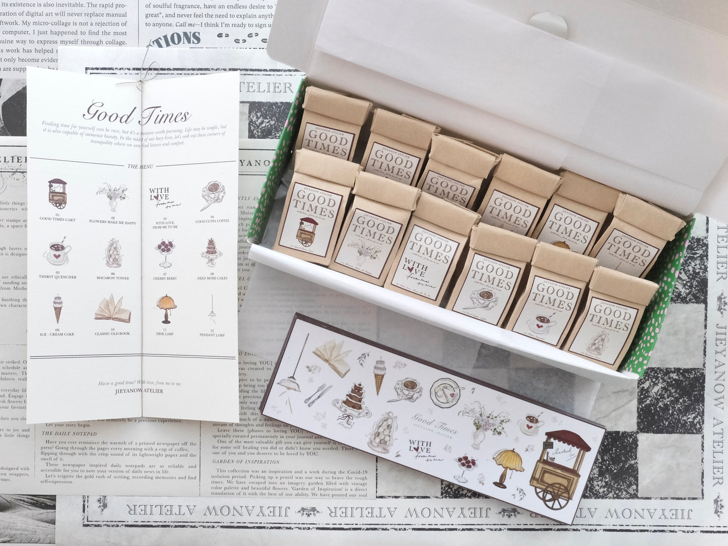 Jieyanow Atelier Rubber Stamp - Good Times, 12 designs