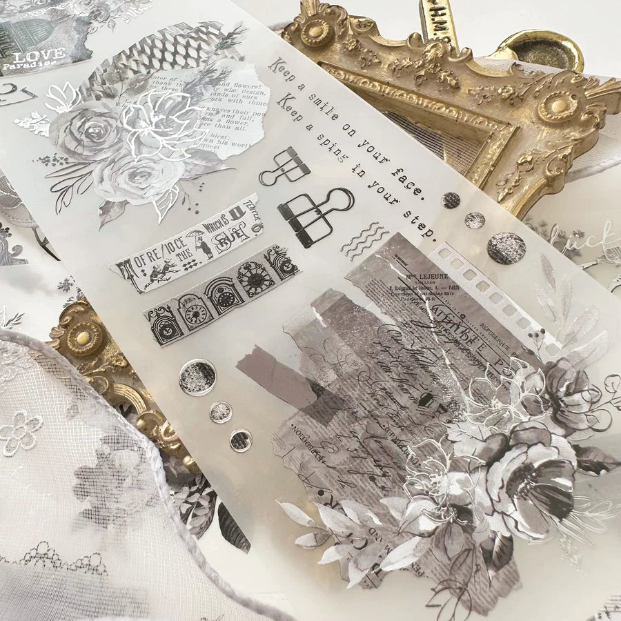 One Loop Sample - Journal Pages Dark Romance "Number" Silver Foil Matte PET Tape