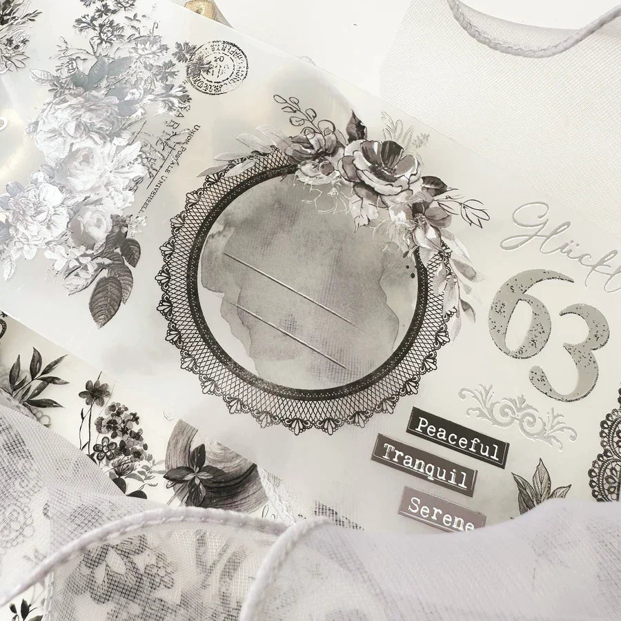 One Loop Sample - Journal Pages Dark Romance "Number" Silver Foil Matte PET Tape