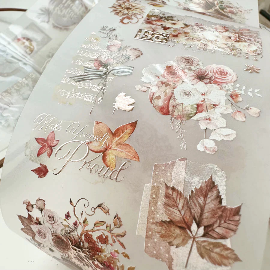 One Loop Sample - Journal Pages Falling for Fall PET Tape, with Rose Gold Foil