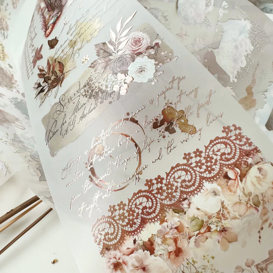 Journal Pages Falling for Fall PET Tape, with Rose Gold Foil, 75mm