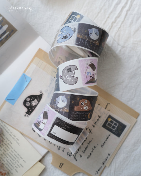 kurukynki Nonchalant Washi Tape, with releasing paper, 30mm