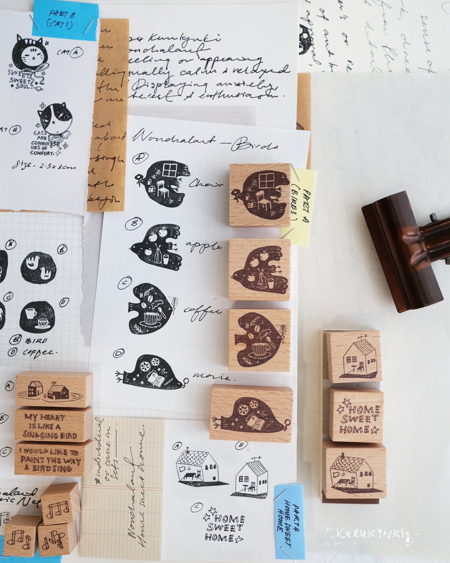 kurukynki rubber stamp - Nonchalant collection - Birds