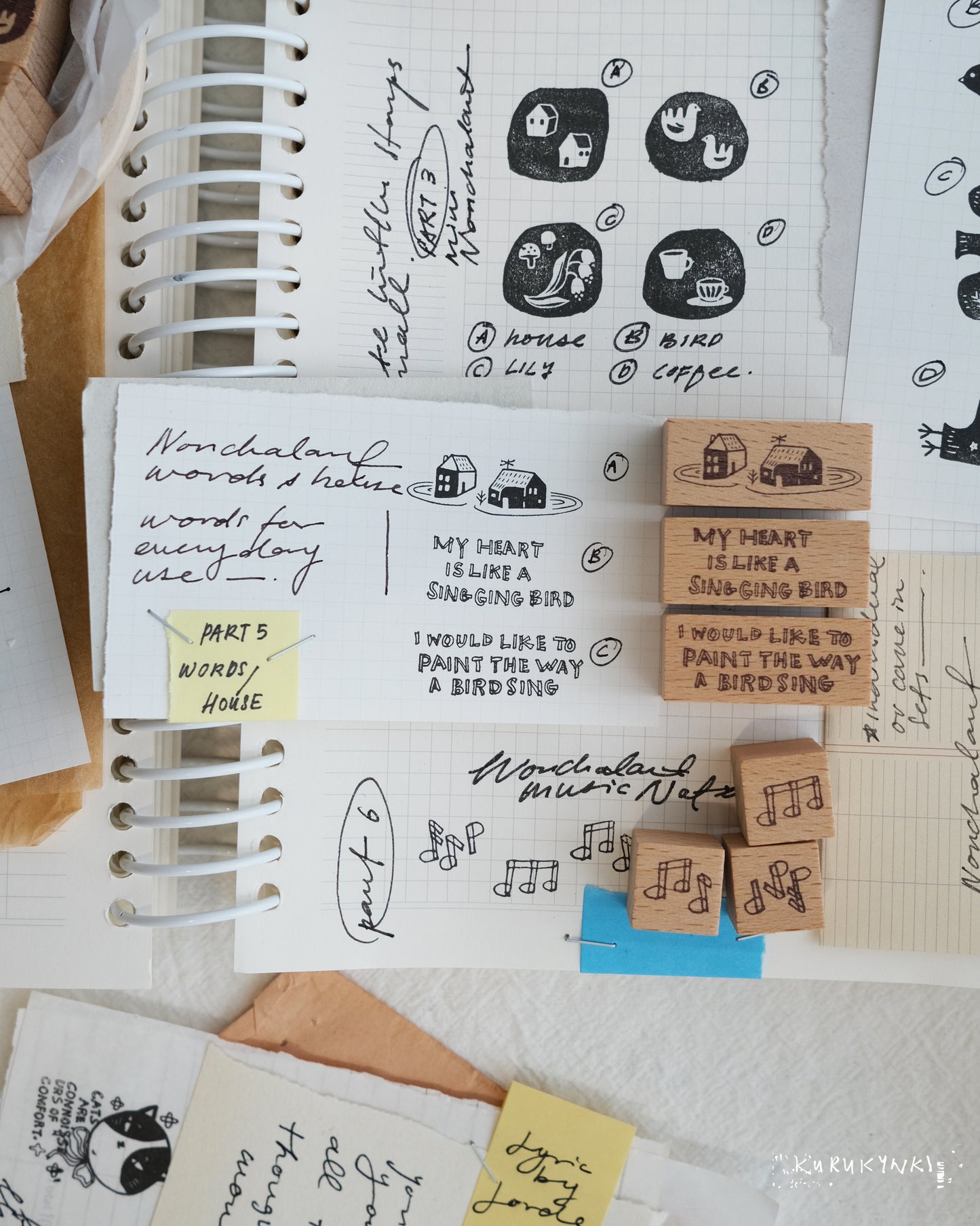 kurukynki mini rubber stamp - Nonchalant collection - House&Words