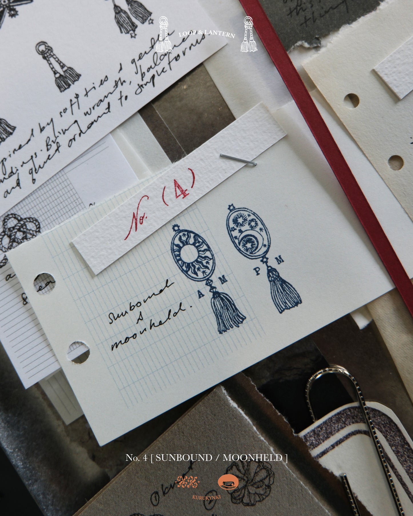kurukynki Rubber Stamp - Loops & Lantern, No.4 Sunbound&Moonheld Set