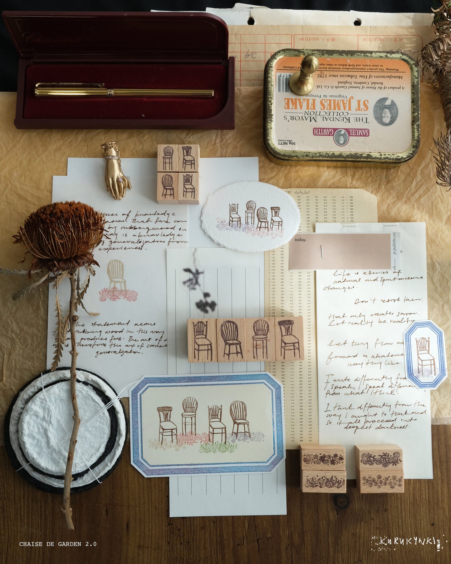 kurukynki Classique Collection Rubber Stamp - De Garden, 4 designs