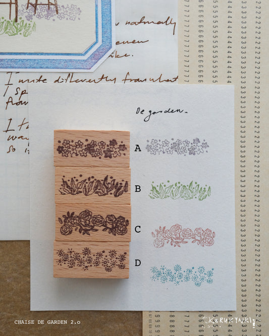 kurukynki Classique Collection Rubber Stamp - De Garden, 4 designs