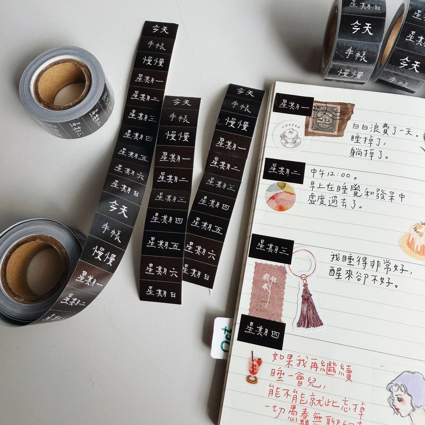 La Dolce Vita Label Sticker Roll - Days, In Chinese