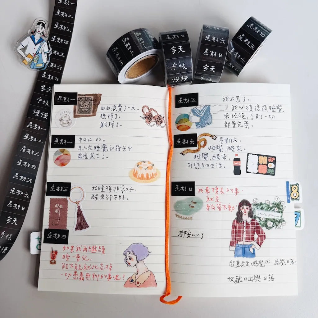 La Dolce Vita Label Sticker Roll - Days, In Chinese