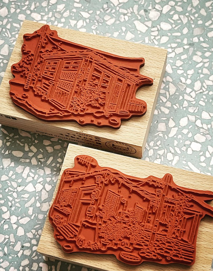 Lady F Old Courtyard Rubber Stamp Set, 2 PCS