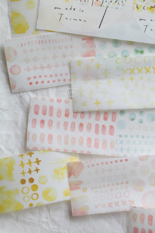 LCN Design Studio Watercolor Pattern Washi Tape, 4 Designs