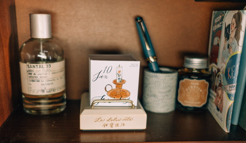 La Dolce Vita 2025 Mini Daily Calendar with Handmade Wood Stand by halfseriouslife