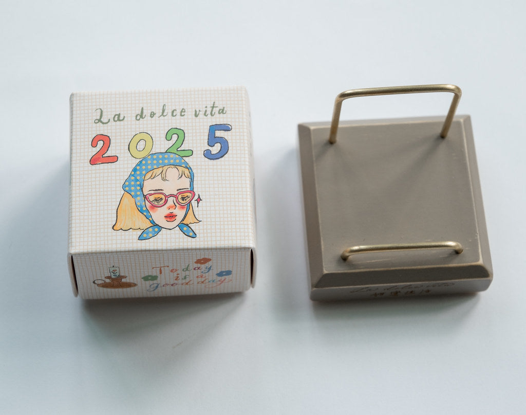 La Dolce Vita 2025 Mini Daily Calendar with Handmade Wood Stand by halfseriouslife