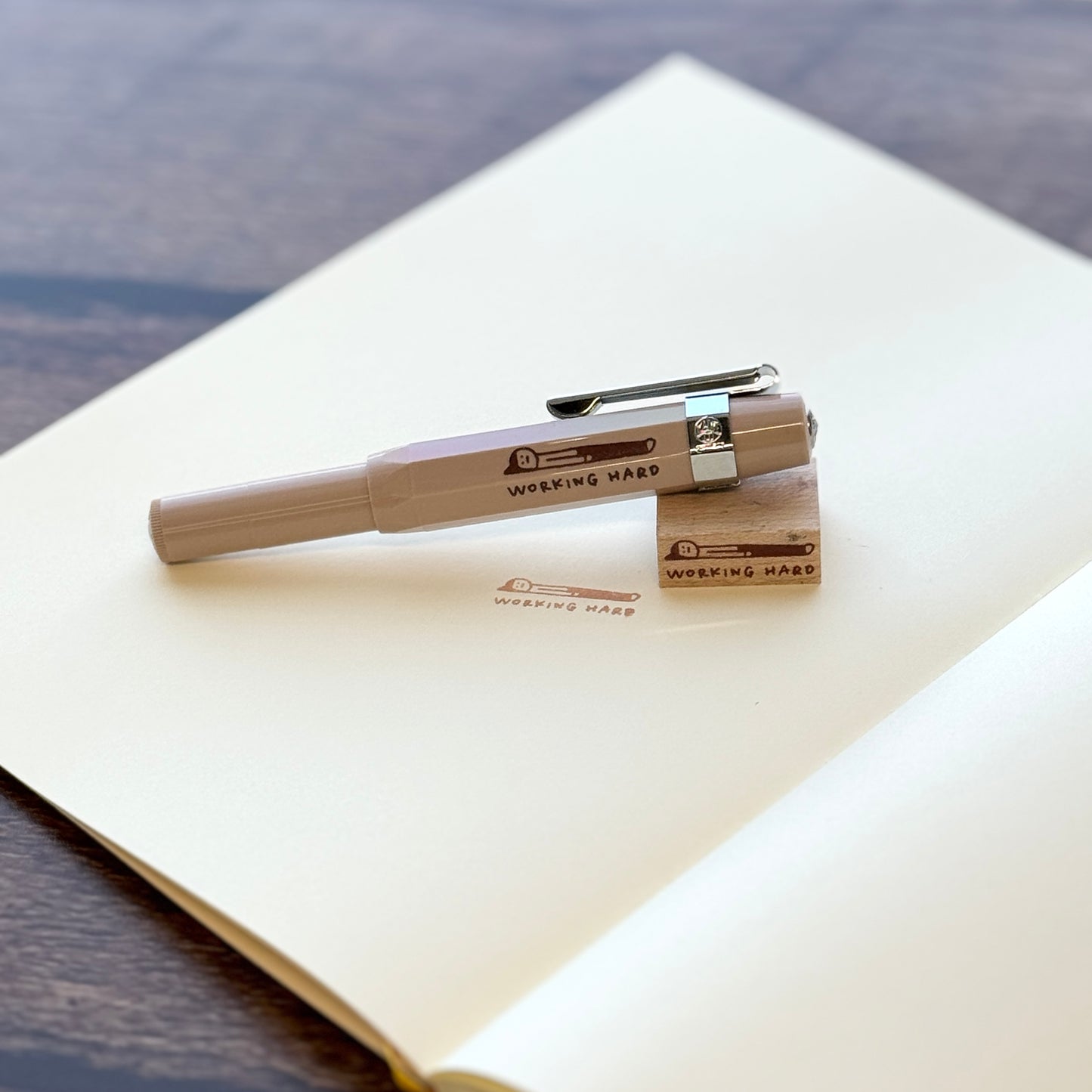 Littlelu x Kaweco Working Hard Fountain Pen - Macchiato, with Chrome Clip