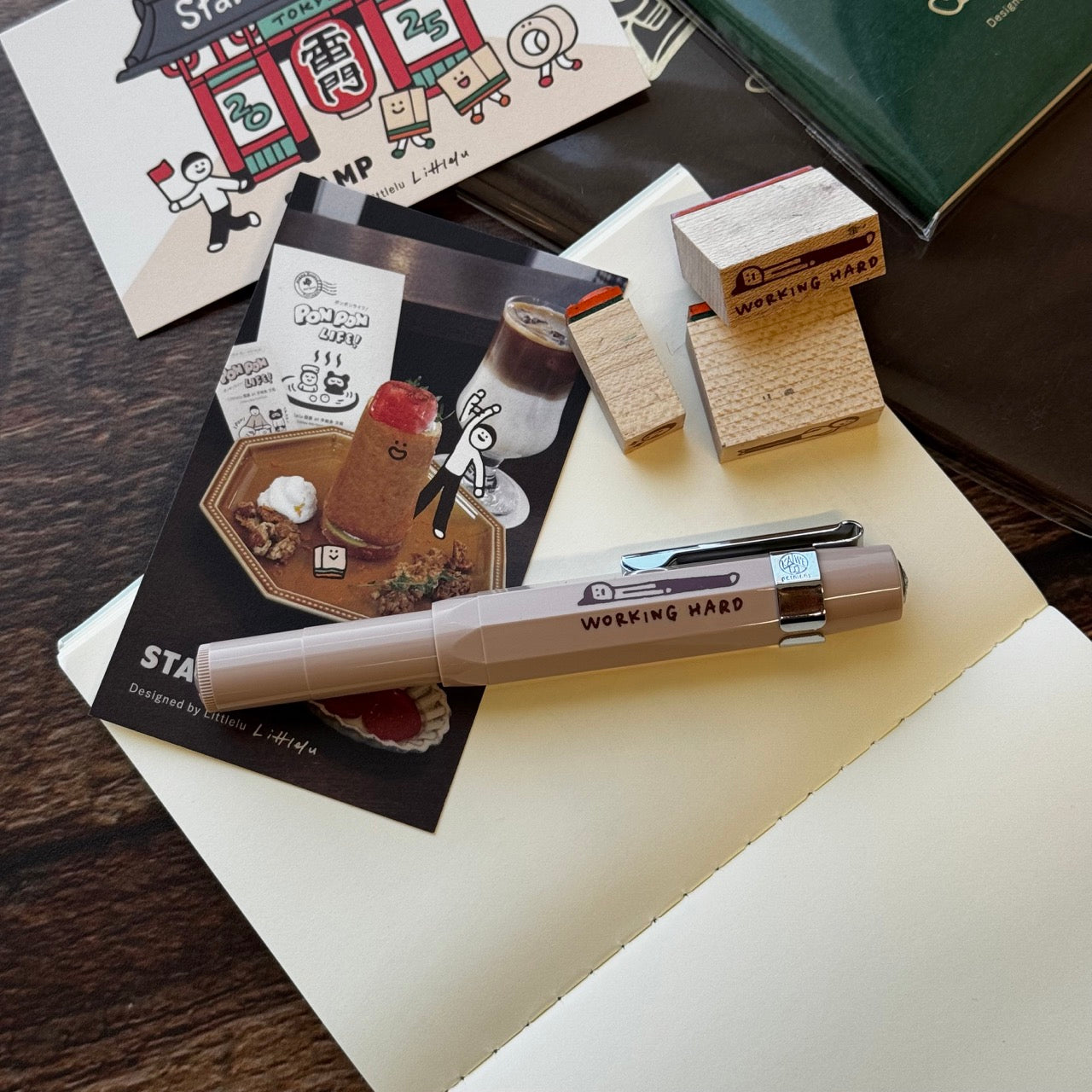 Littlelu x Kaweco Working Hard Fountain Pen - Macchiato, with Chrome Clip