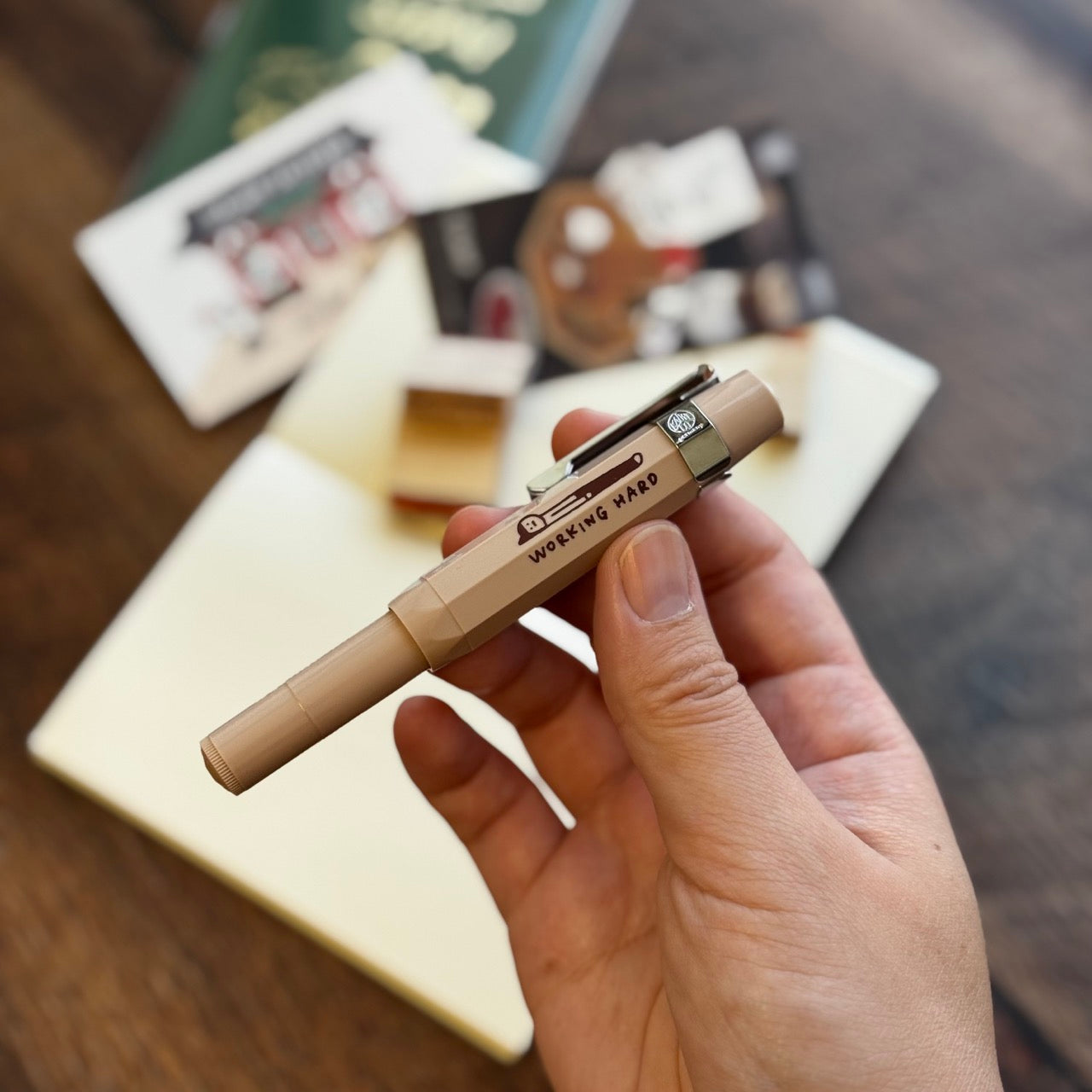 Littlelu x Kaweco Working Hard Fountain Pen - Macchiato, with Chrome Clip