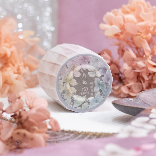 Loidesign Hydrangea Petals Glossy PET Tape, with Silver Foil