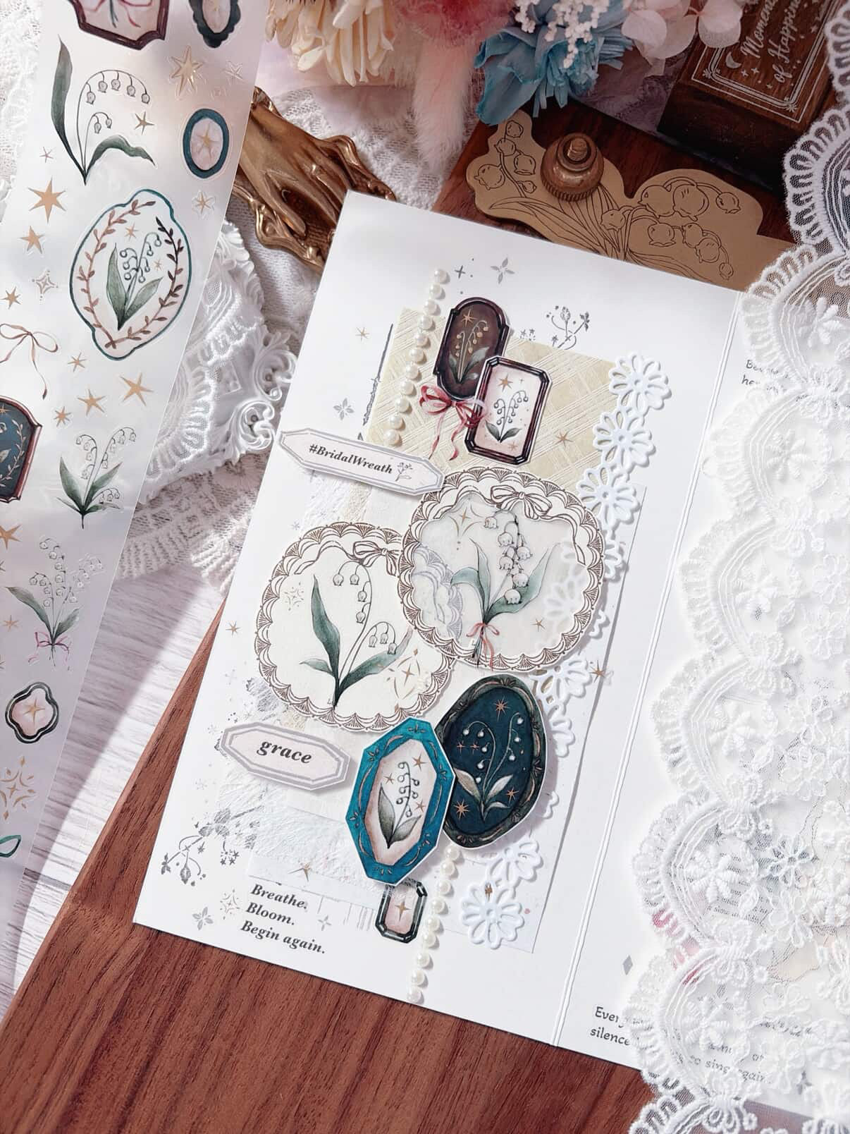 Loidesign Gilded Kiss-Cut PET Tape - Collecting Lily of the Valley