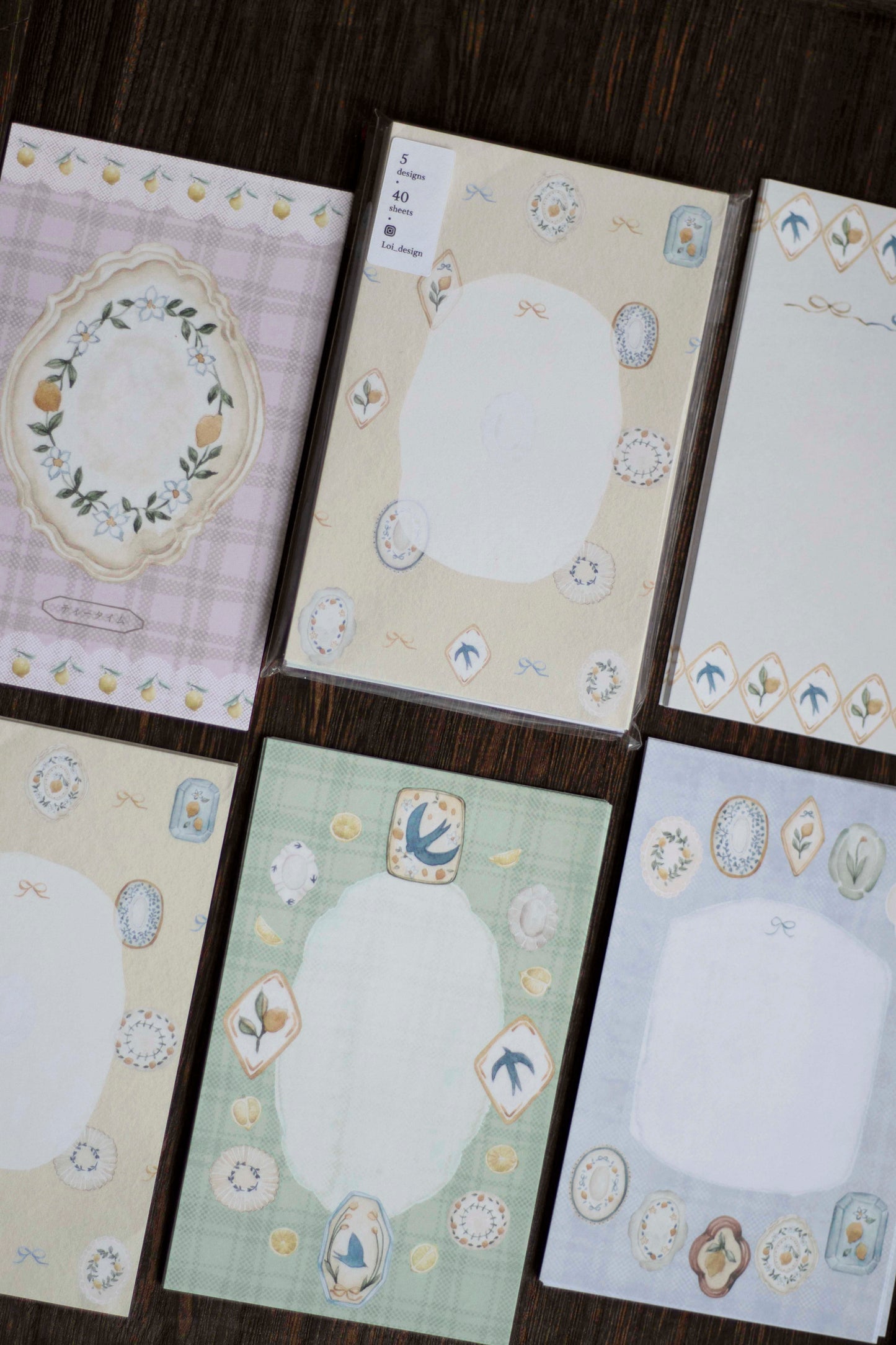 Loidesign Mini 6 Size Memo Paper - Lemon and Bird Tray